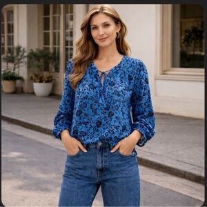 Old Navy Blue Floral Blouse